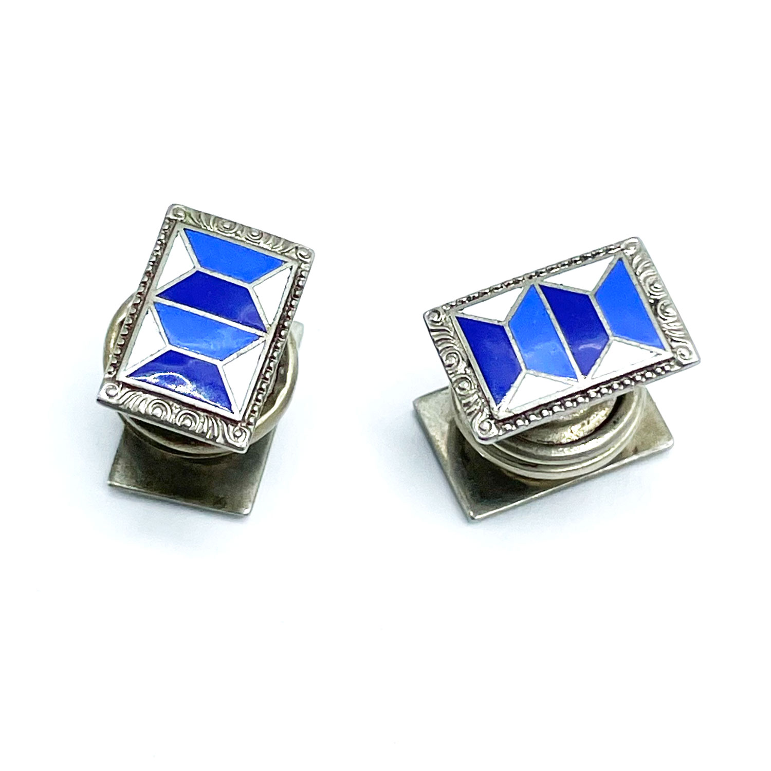 1920s enameled rectangular snap cufflinks