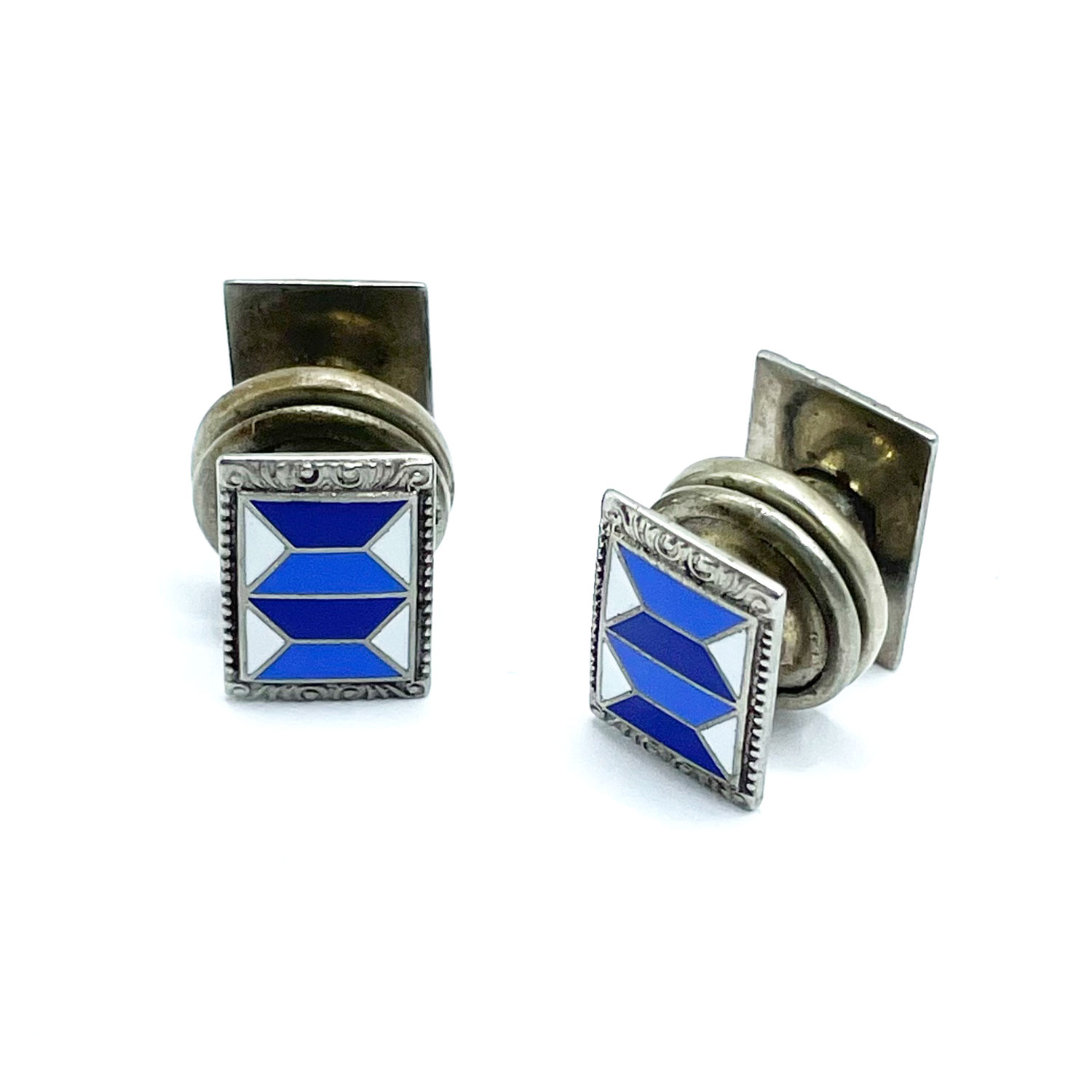 1920s enameled rectangular snap cufflinks