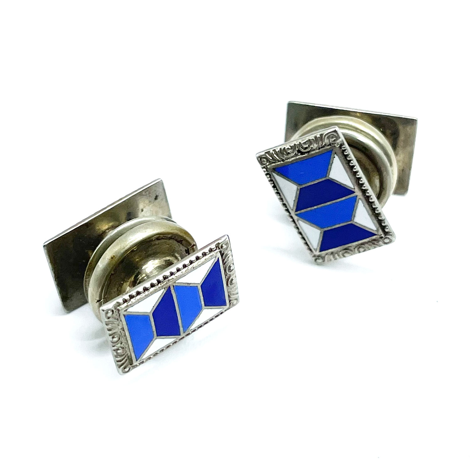 1920s enameled rectangular snap cufflinks