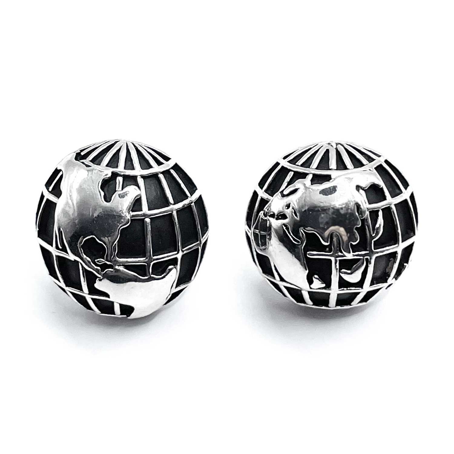 Silver globe cufflinks
