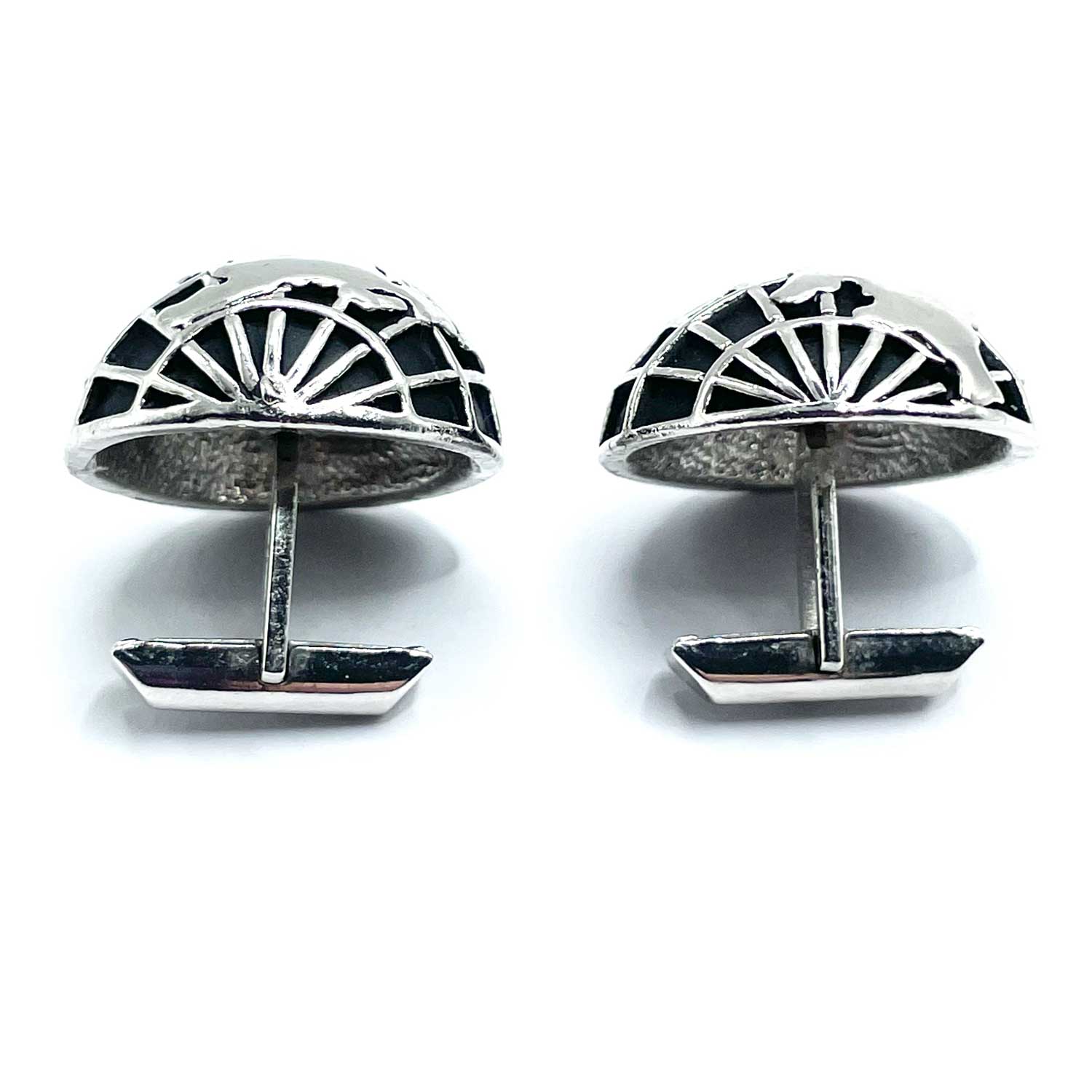Silver globe cufflinks