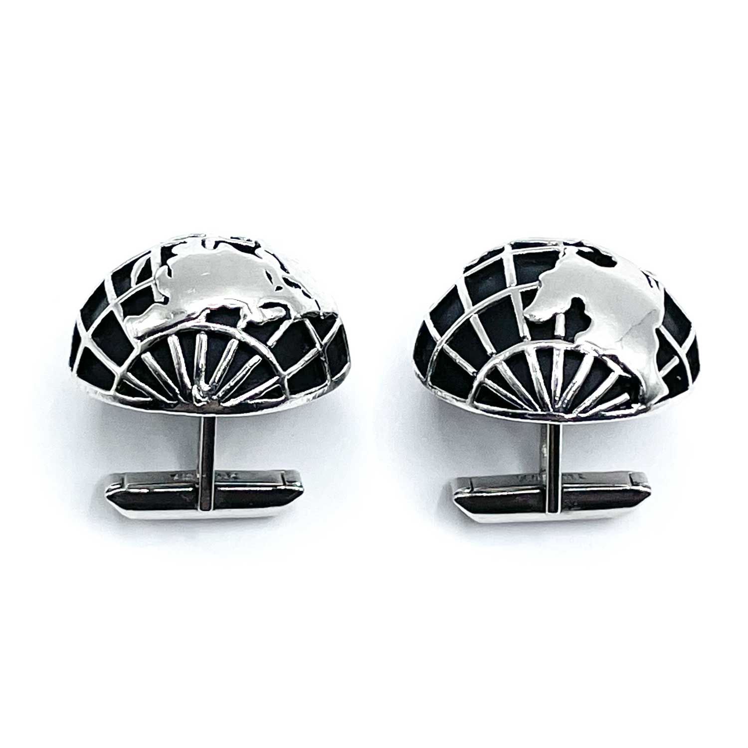 Silver globe cufflinks