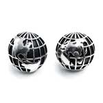 Silver globe hemisphere cufflinks