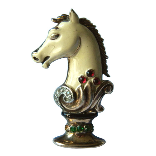 1940's Trifari sterling knight dress clip