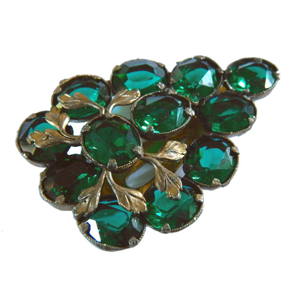 1930's green rhinestone clip