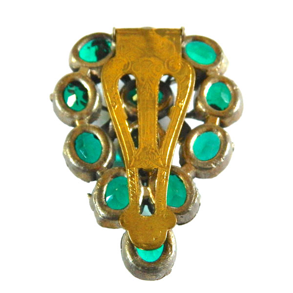 1930's green rhinestone clip