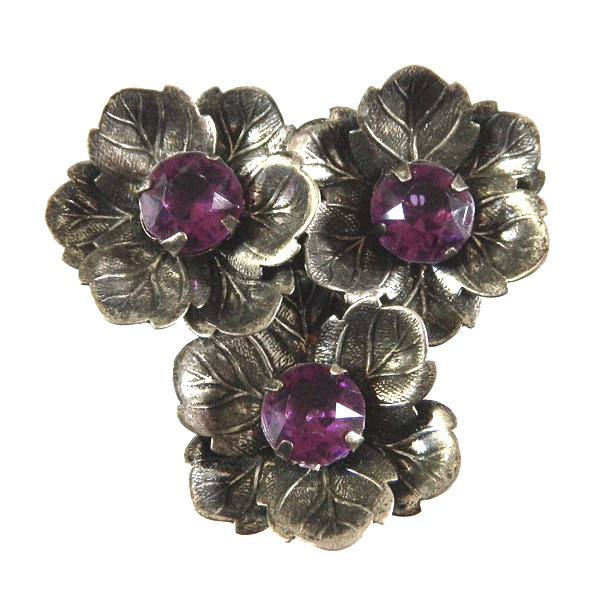 1930's purple rhinestone dress clip