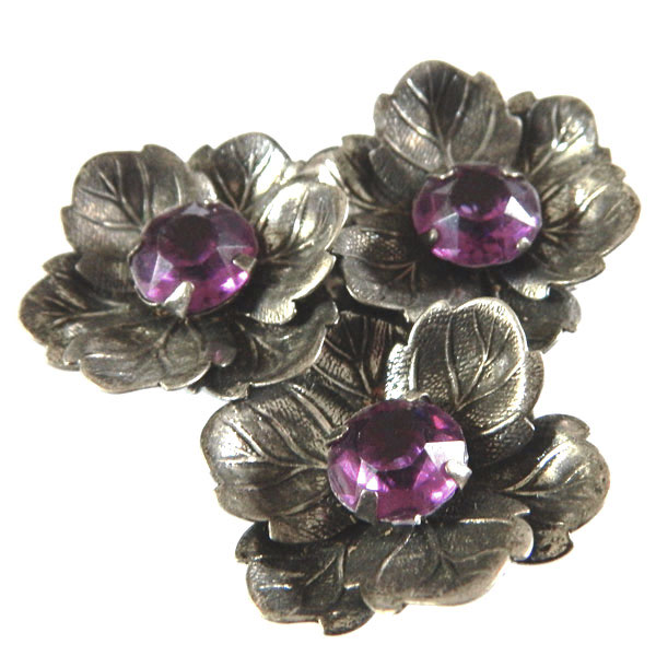 1930's purple rhinestone dress clip
