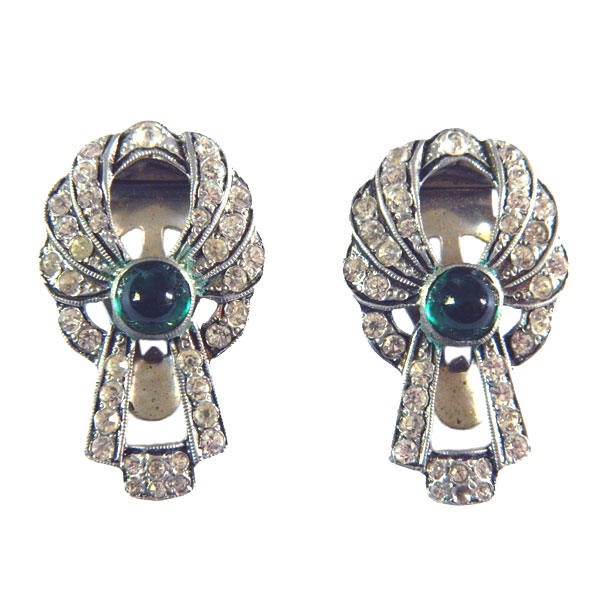 1930's art deco rhinestone shoe clips