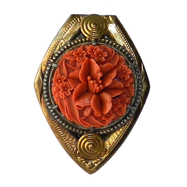 1930's faux coral fur clip