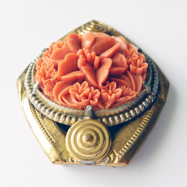 1930's faux coral fur clip