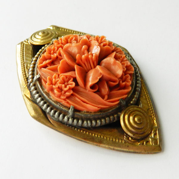 1930's faux coral fur clip