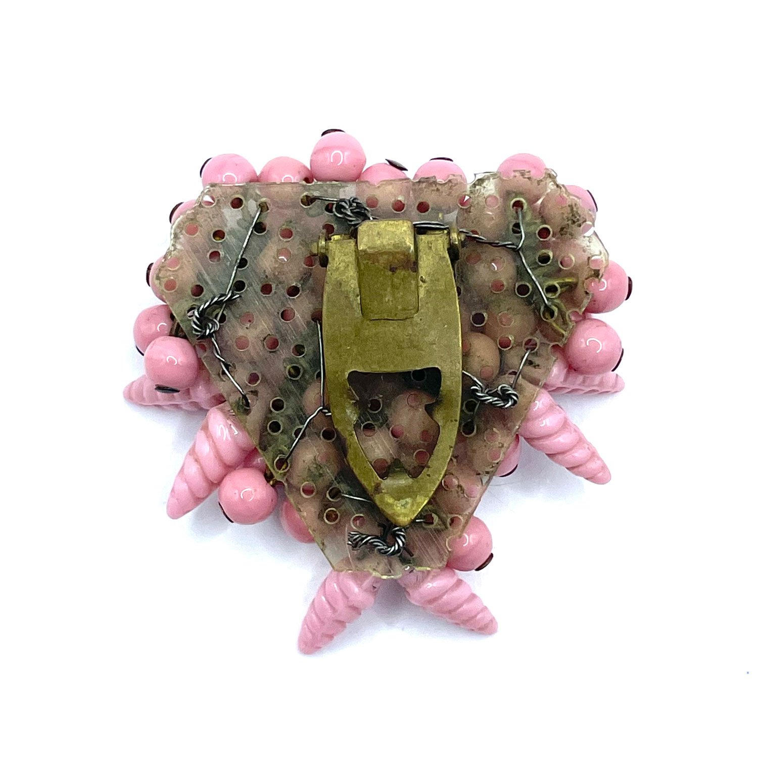 1930s Pink Beaded Dress Clip