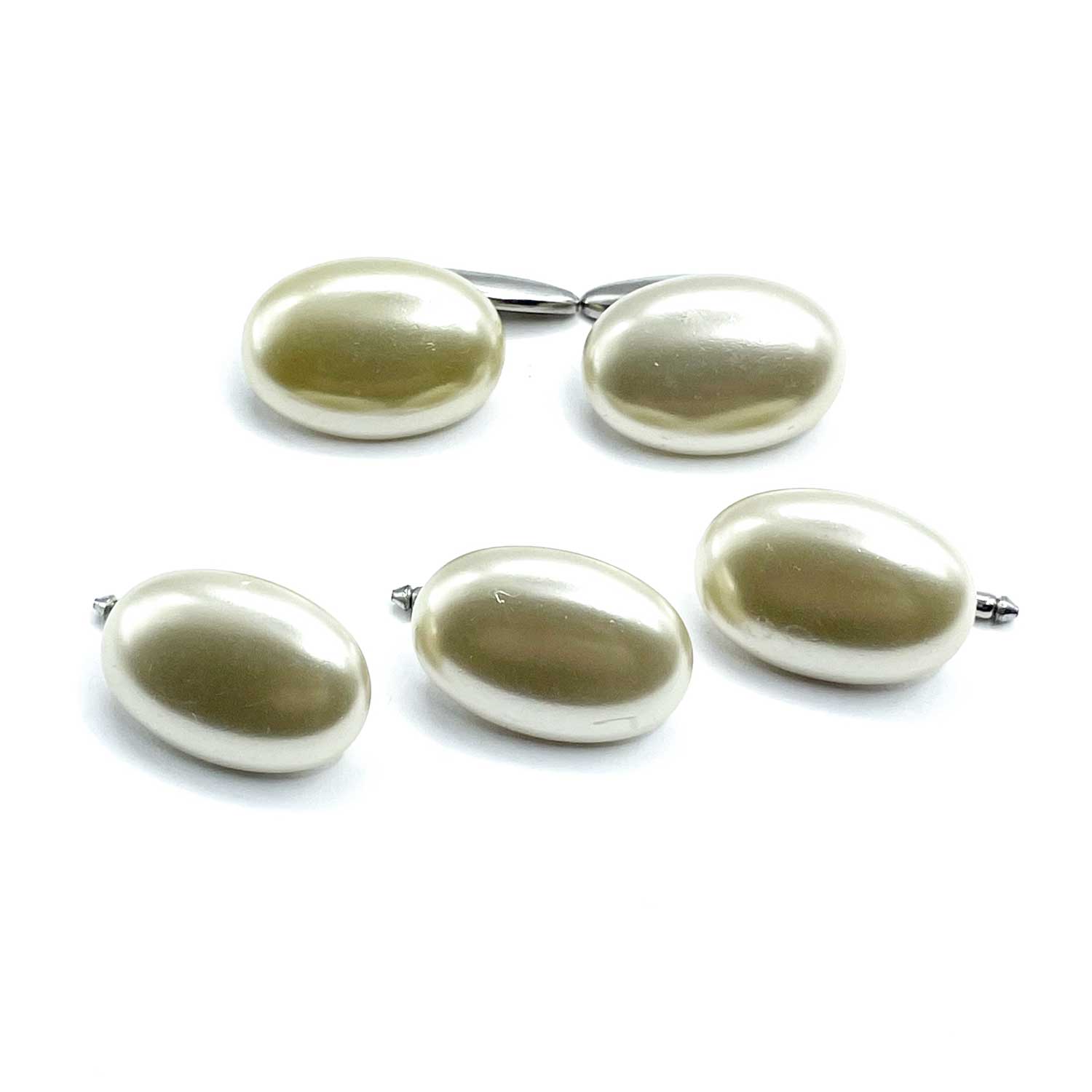 Faux pearl cufflink and shirt stud set
