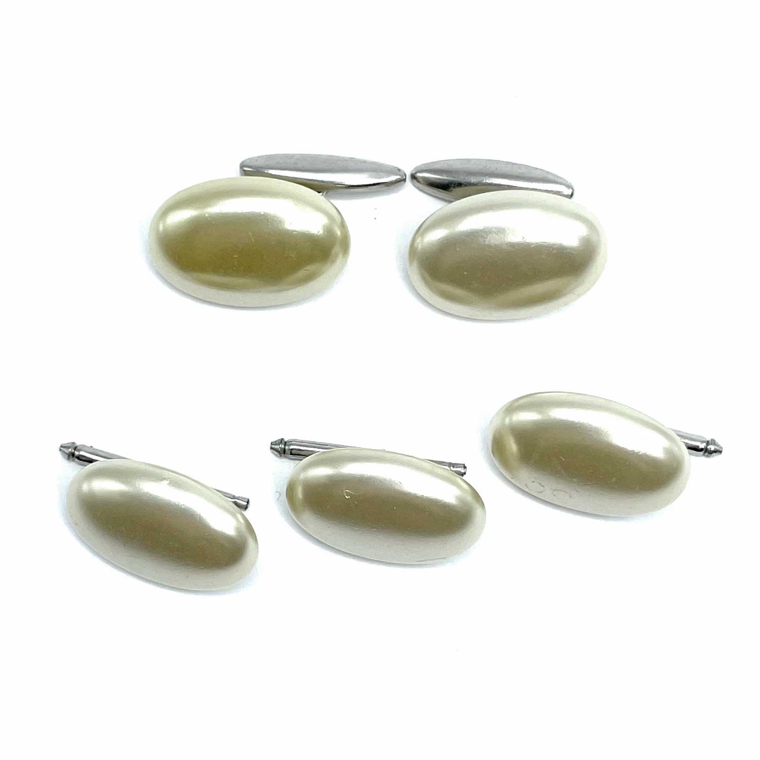 Faux pearl cufflink and shirt stud set