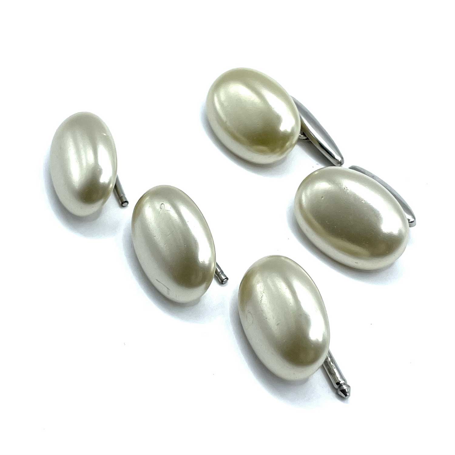 Faux pearl cufflink and shirt stud set