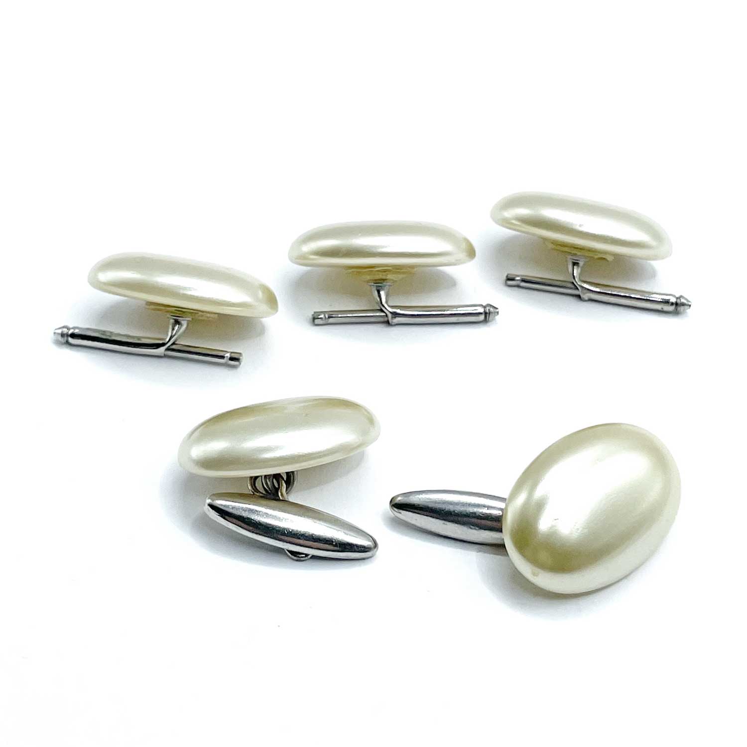 Faux pearl cufflink and shirt stud set