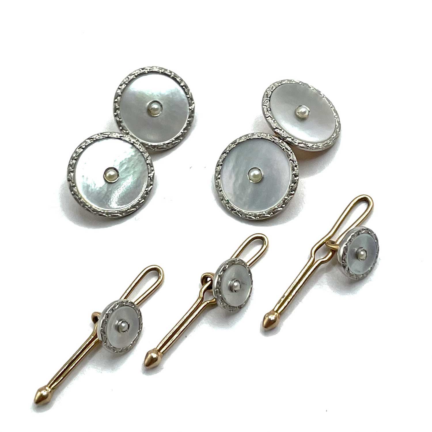 1920s cufflink and tuxedo shirt stud set