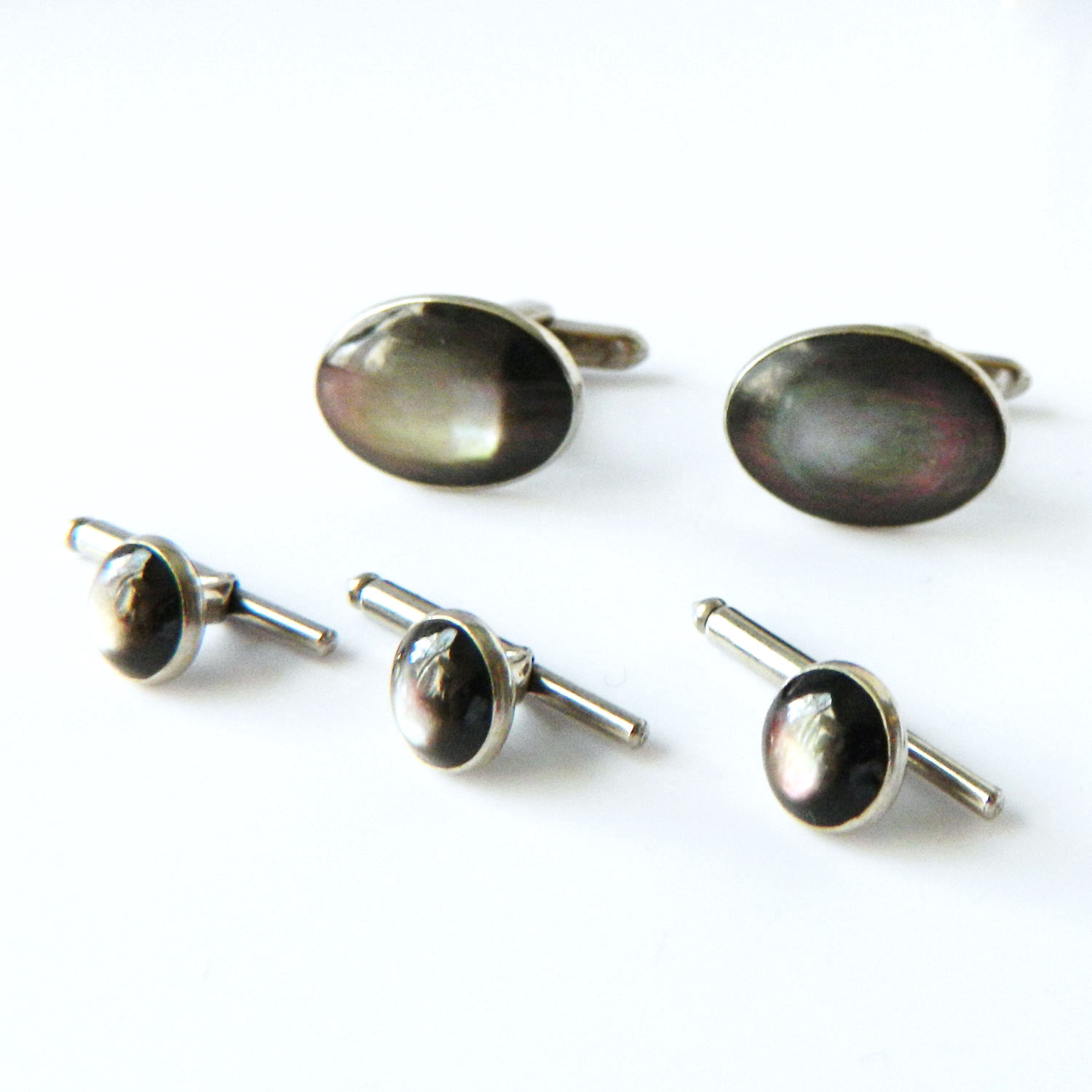 Abalone cufflink and stud set