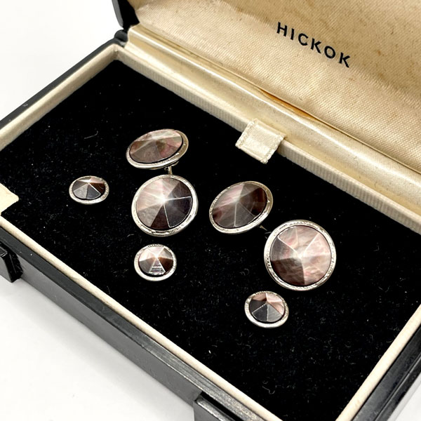 1940's Art Deco Hickok cufflinks and tuxdo stud set