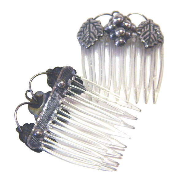 vintage sterling silver grape and leaf hair combs