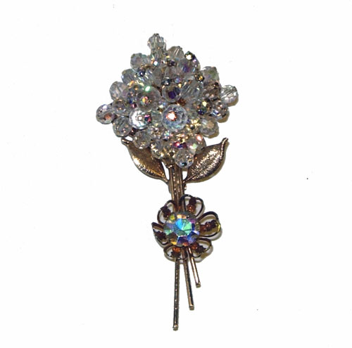 vintage aurora borealis crystal brooch