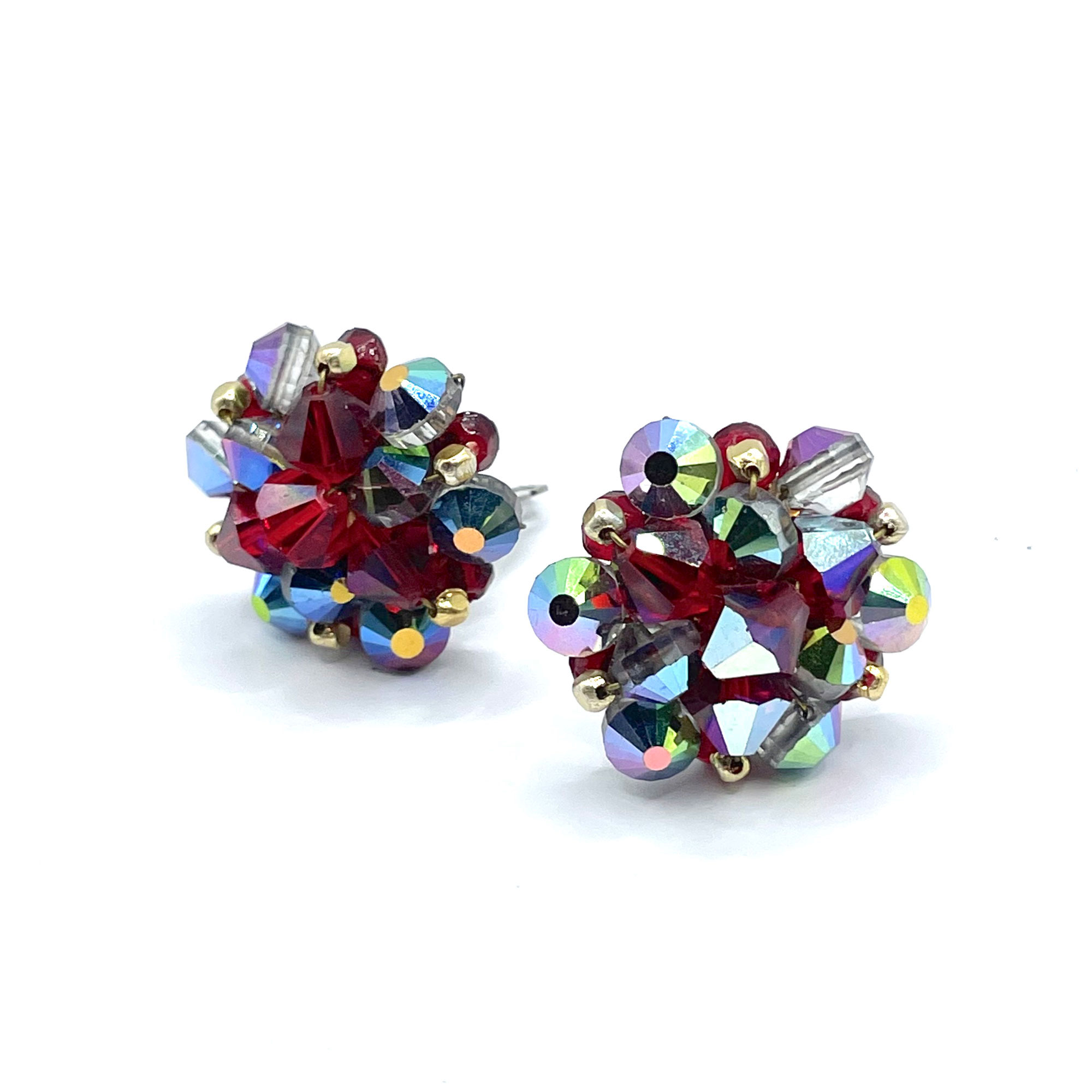 1950s red crystal earrings