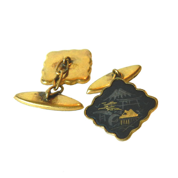 antique Japanese damascene cuff links