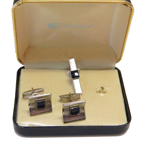 vintage 1950's cuff link and tie clip set