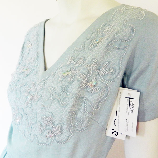 1950's beaded silk shantung dress
