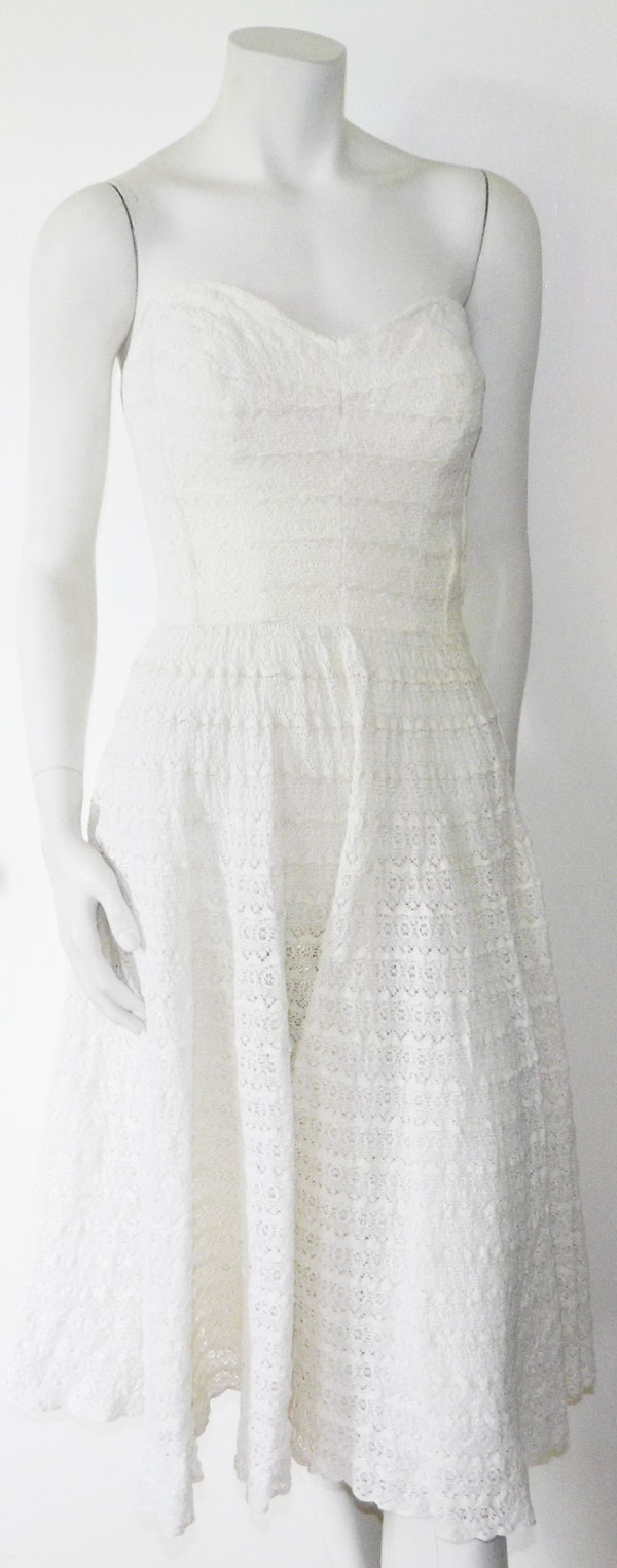 1950's white lace party dress
