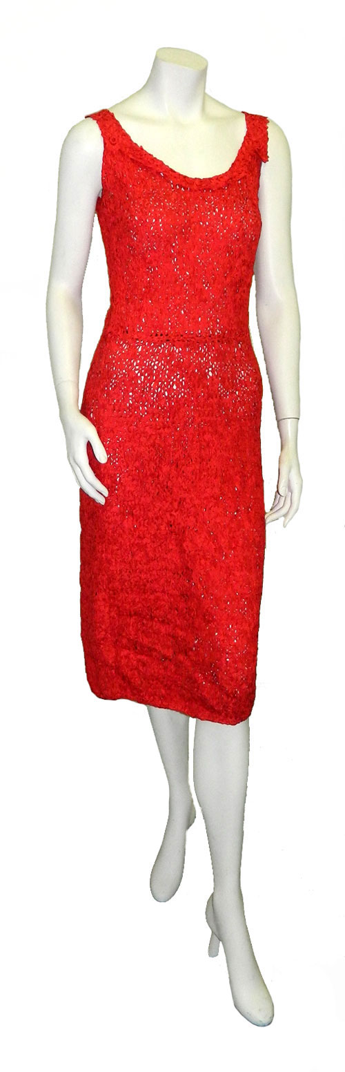 1950's red ribbon dress