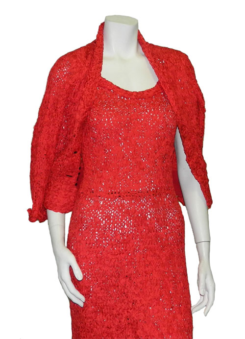 1950's red ribbon dress suit