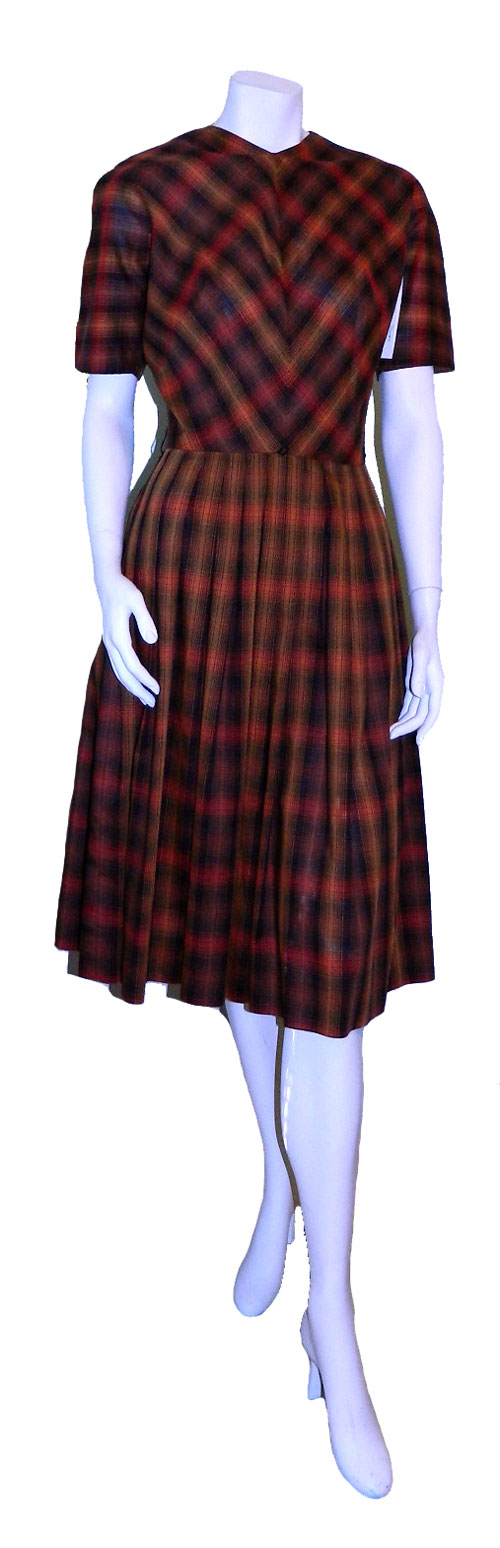 1960's orange plaid dress
