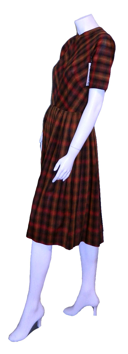 1960's orange plaid dress