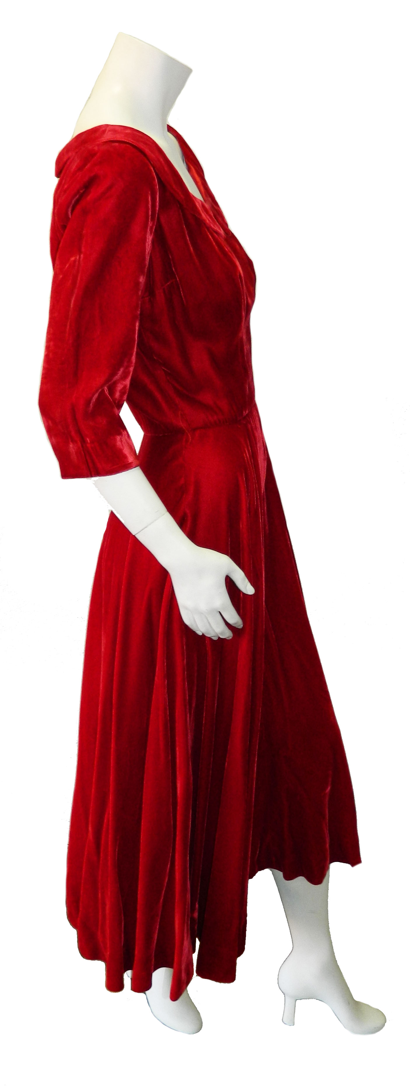 1950's red velvet dress