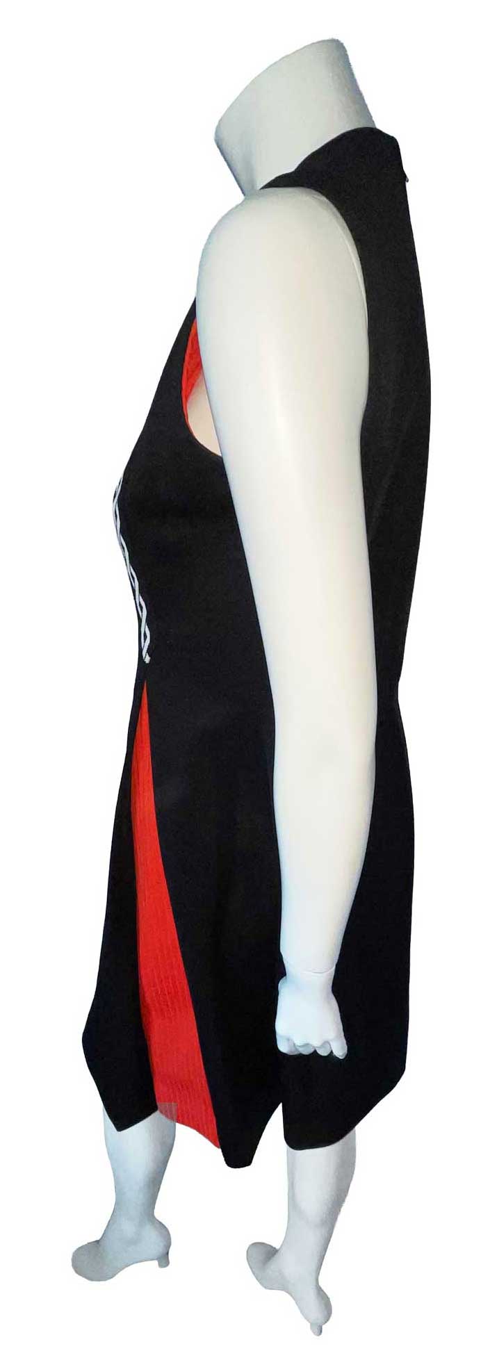 1970s polyester red and black dress