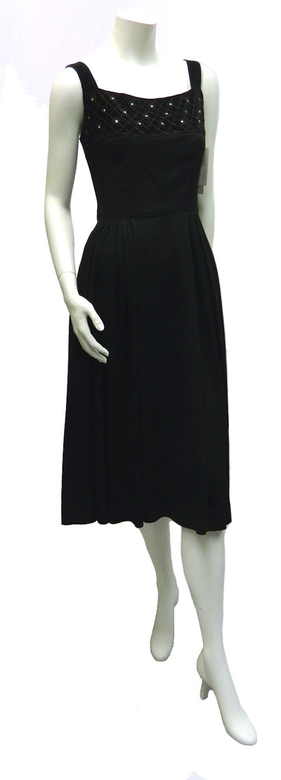 1940's little black rayon crepe dress