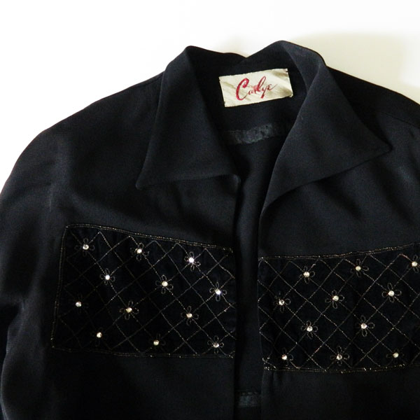 1940's little black rayon crepe dress