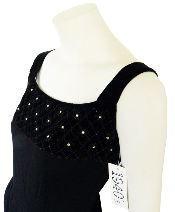1940's little black rayon crepe dress