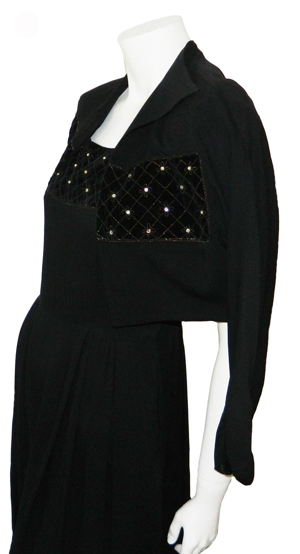 1940's little black rayon crepe dress