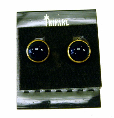 Black and gold Trifari clip earrings