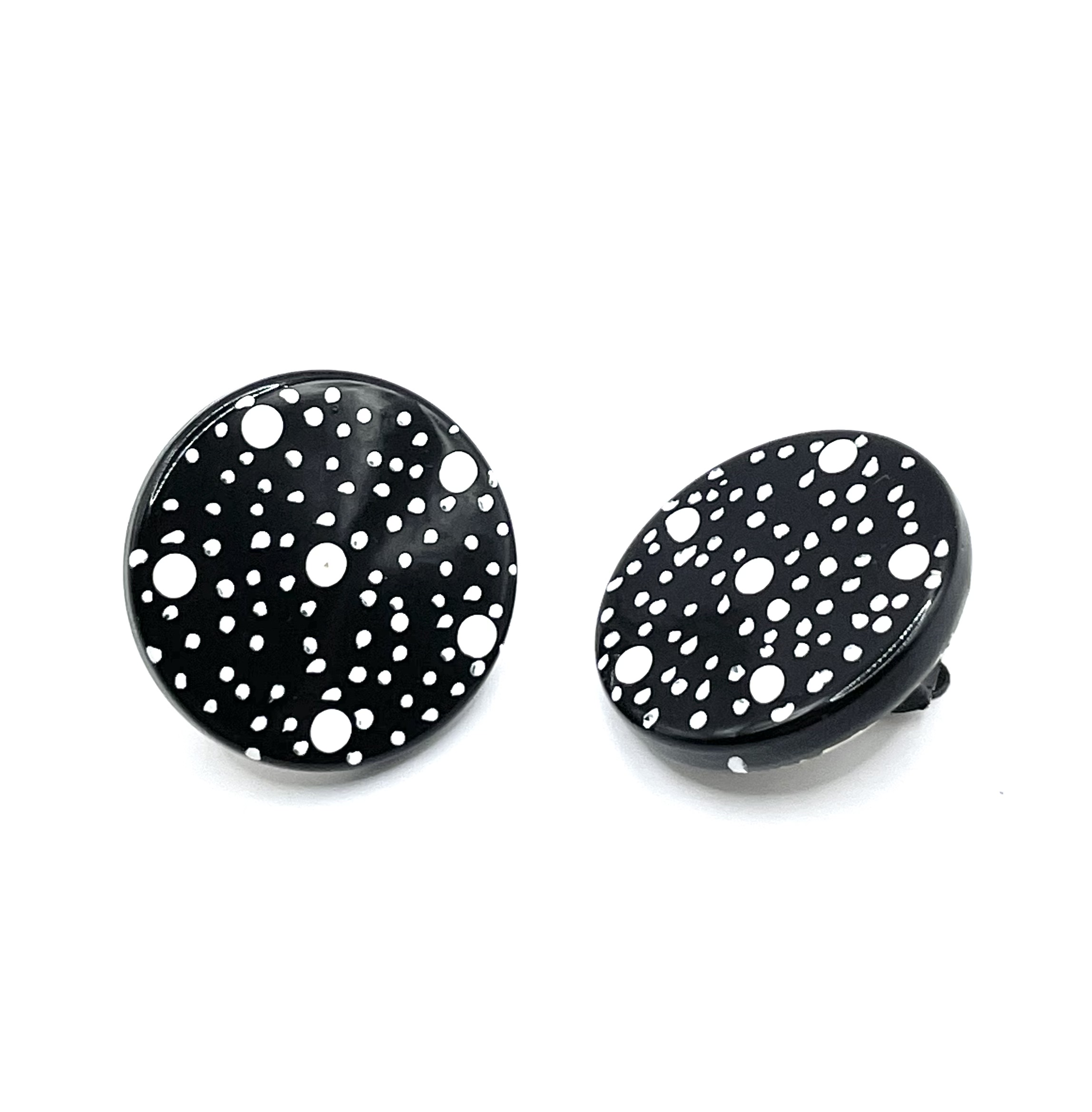 Black and white polka dot earrings