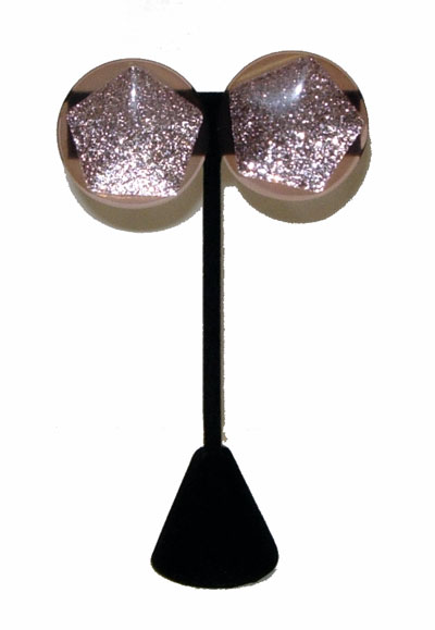 1950's sparkly pink clip earrings