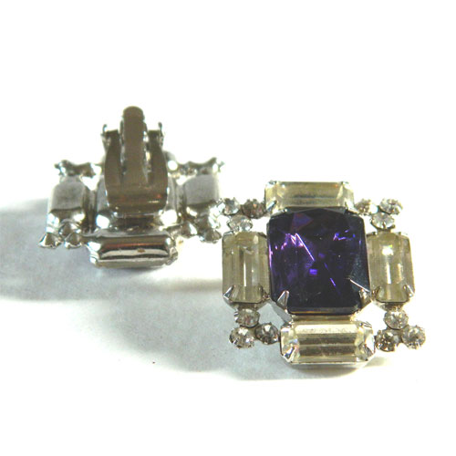 purple rhinestone earrings
