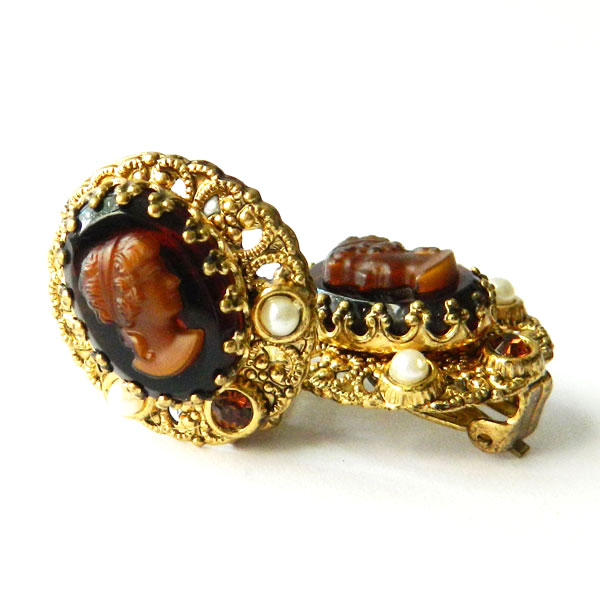 cameo clip earrings