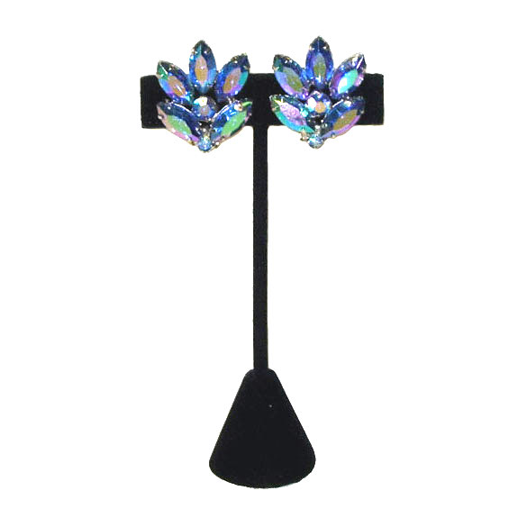1950's blue rhinestone earrings