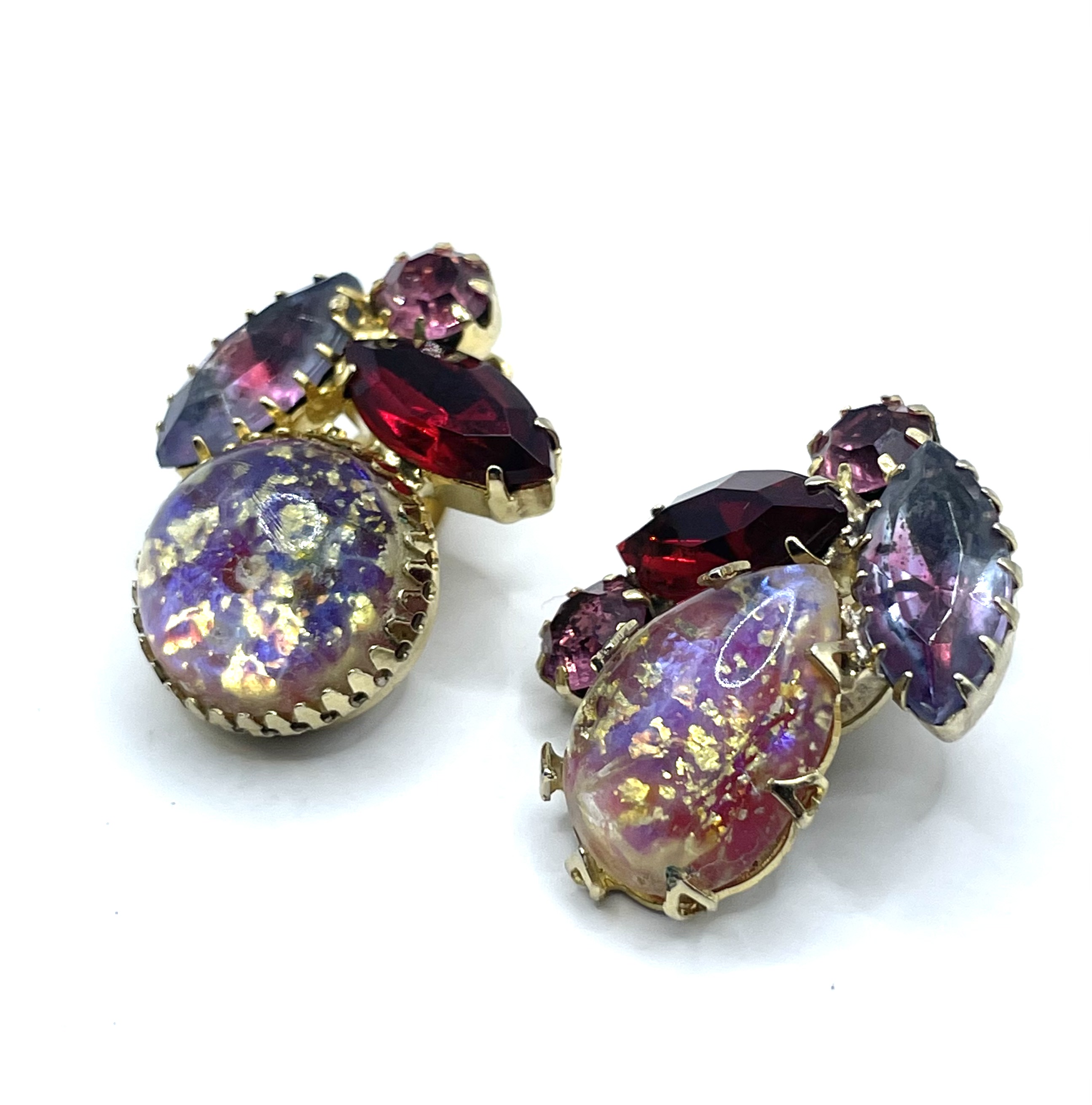 1950s pink rhinestone earirngs