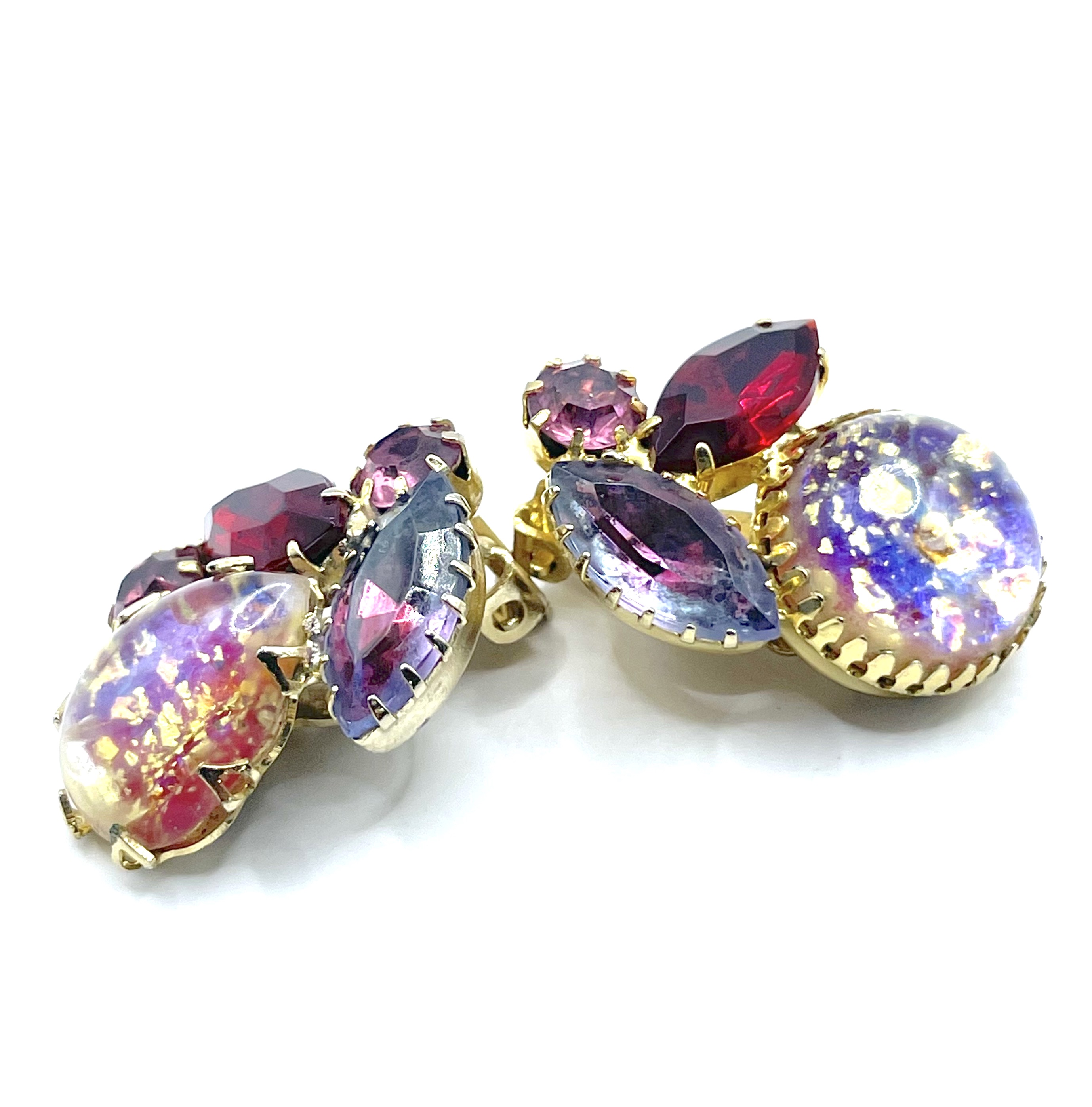 1950s pink rhinestone earirngs