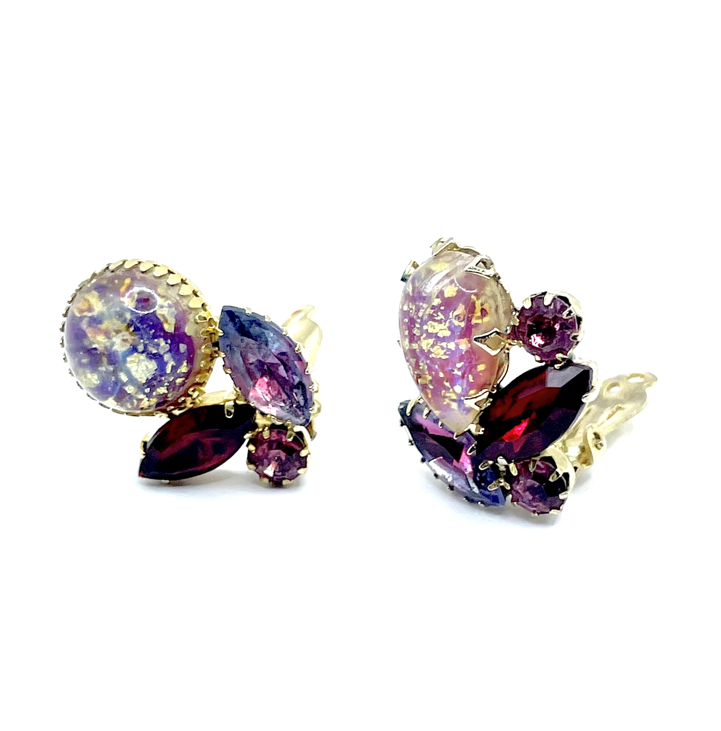 1950s pink rhinestone earirngs